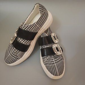Adorb Venus houndstooth sneaker bling 6.5 M (bin 3)